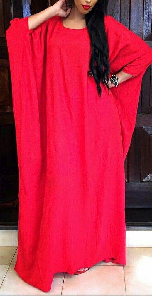 Handmade Red Cotton Baati Dress: Somali Traditional Modestwear