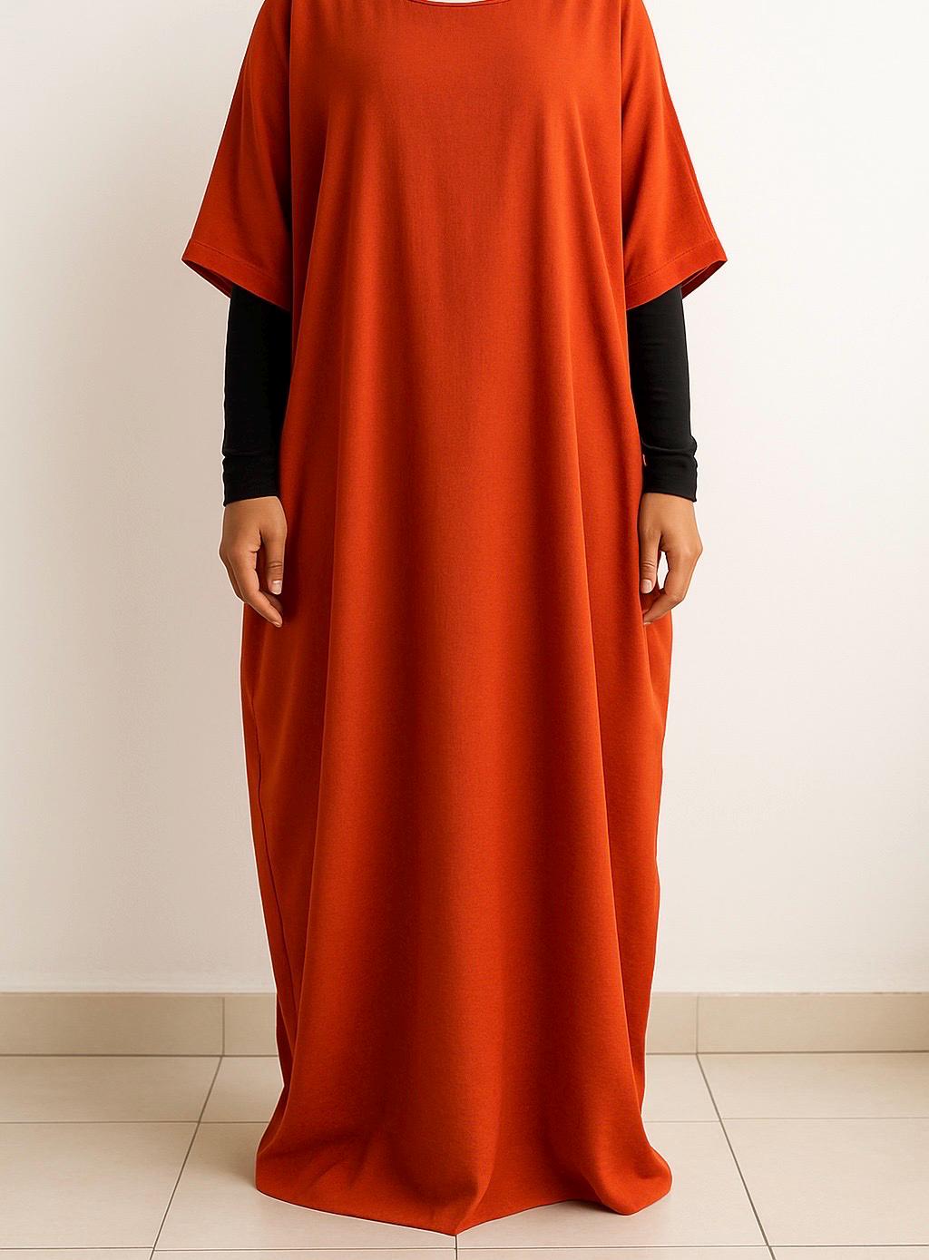 cotton baati dress Handmade Orange Cotton Baati Dress: Somali Modestwear