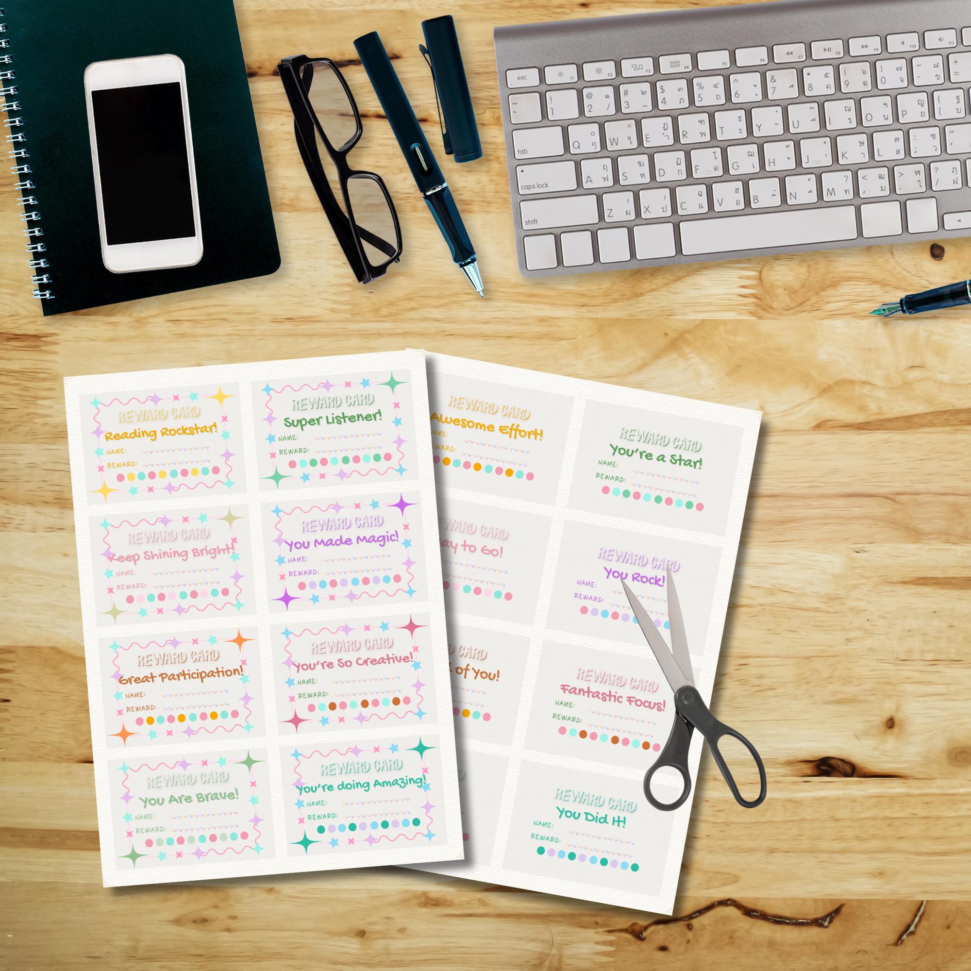 Minimalist Editable Reward Cards| Kids Pounch Cards | Printable Student ...