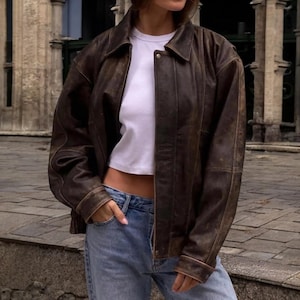 Women Handmade Brown Oversized Bomber Lambskin Soft Real Leather Jacket  Women Casual Wear Genuine Leather Jacket, birthday gift for her