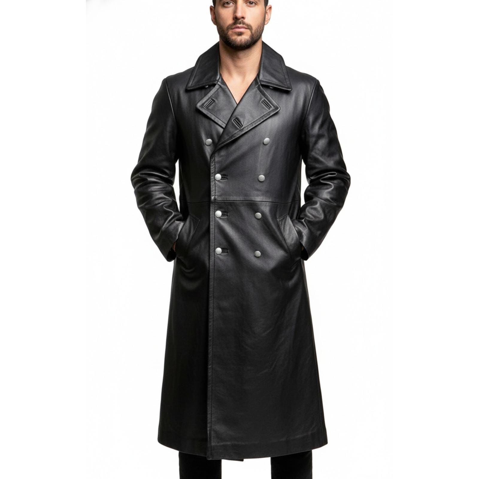 Vintage Double Breasted Leather Coat - Etsy