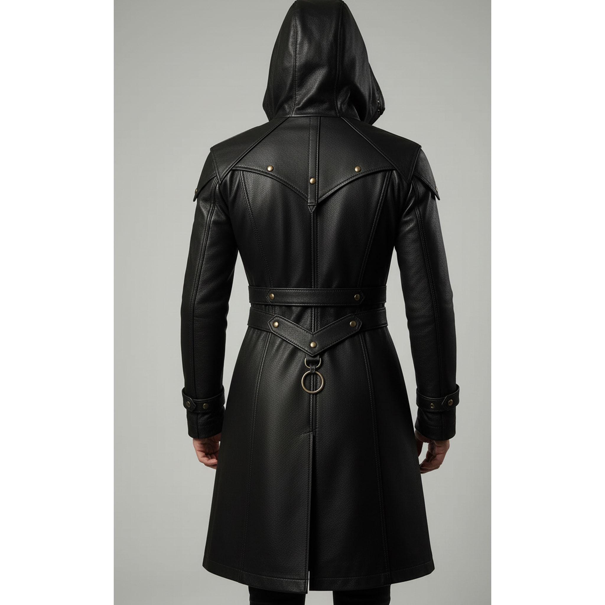 Real Leather Gothic Trench Coat | Men's LARP Fantasy Warrior