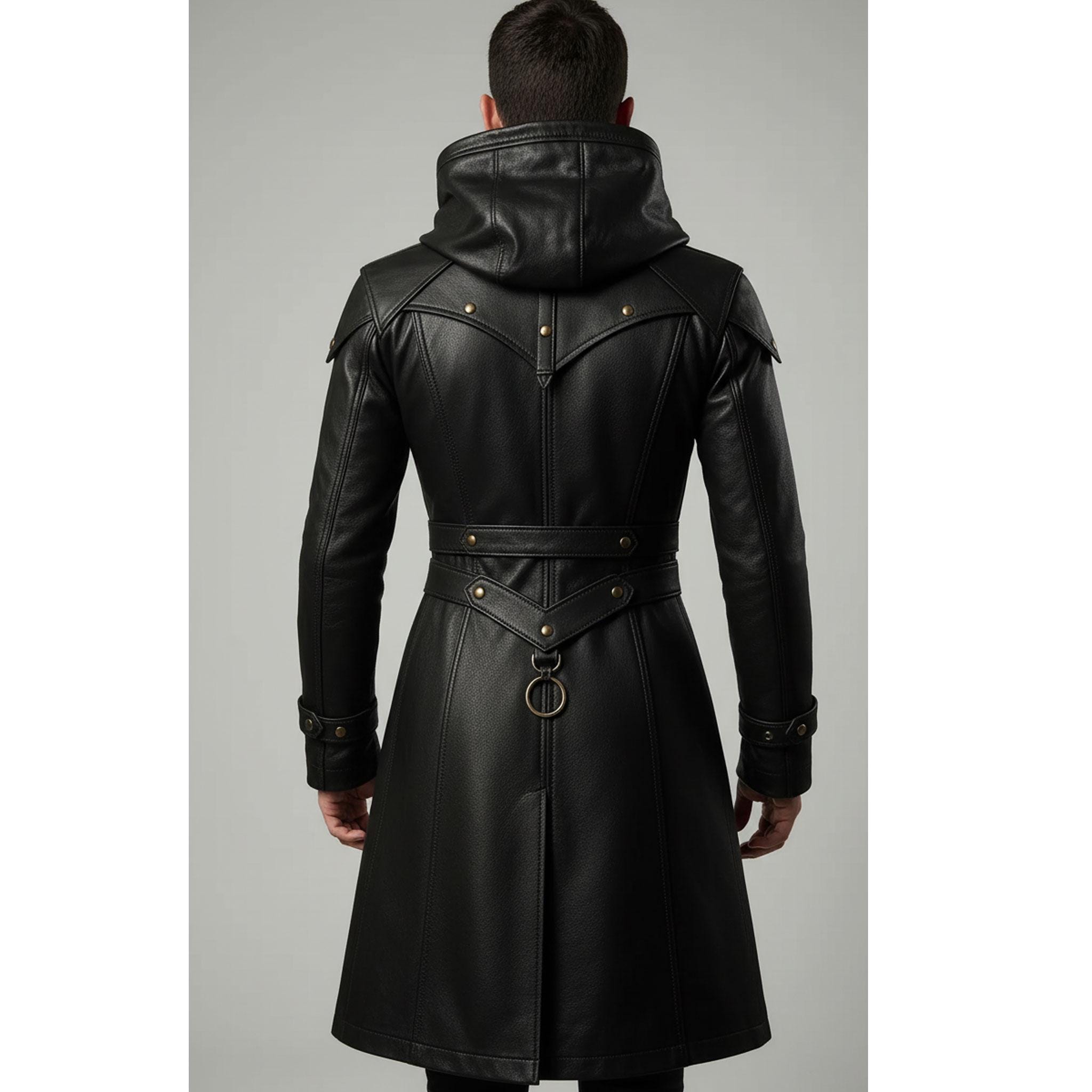 Real Leather Gothic Trench Coat | Men's LARP Fantasy Warrior