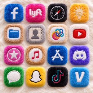 Plüsch-App-Icons-Paket | Flauschiges Stoff-iPhone-Design (Digitaler Download)