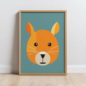 Cute Squirrel Digital Wall Art – Animal colors collection – Nursery and Kids Room Decor - Woodland Animal Illustration - Instant Download