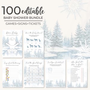 Winter Woodland Baby Shower Game Bundle | Baby It&#39;s Cold Outside Baby Shower Game Pack | Editable Wonderland Baby Shower Game Set | BS28