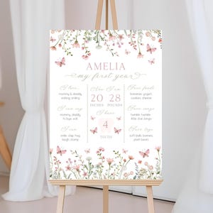 Wildflower 1st Birthday Milestone Sign | Floral Birthday Party Decor | Little Wildflower Milestone Poster | Girl Flower Birthday Board | BD8