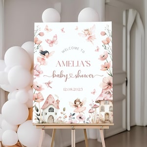 Fairy Baby Shower Welcome Sign | Magical Fairy Baby Shower Welcome Poster | Floral Fairy Baby Shower Decor | Girl Fairy Welcome Board | BS5
