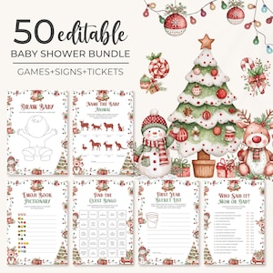 Santa Baby Shower Game Bundle | Christmas Baby Shower Game Set | Winter Holiday Baby Shower Game Pack | Merry Little Baby Shower Game | BS29