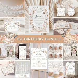 Storybook 1st Birthday Bundle | Chapter One Birthday Invitation Set | First Chapter Birthday Decor | Book Themed Birthday Invite Pack | BD35