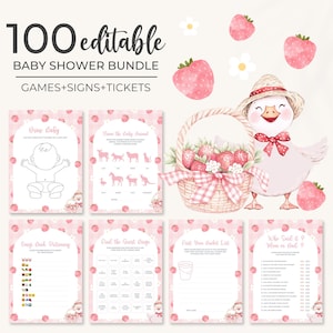Berry Sweet Baby Shower Games Bundle | Strawberry Baby Shower Game Set | Pink Berry Baby Shower Activities Pack | Summer Shower Games | BS10
