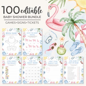 Splish Splash Baby Shower Games Bundle | Beach Baby Shower Games Set | Tropical Summer Baby Shower Activities Pack | Pool Party Games | BS13