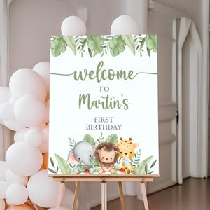 Wild One 1st Birthday Welcome Sign | Safari Birthday Welcome Poster | Jungle Animals Birthday Decor | Wild One Birthday Welcome Board | BD3