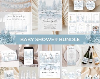 Winter Woodland Baby Shower Bundle | Baby It's Cold Outside Baby Shower Set | Wonderland Baby Shower Decor | Winter Forest Game Pack | BS28