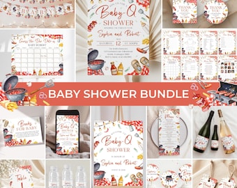 BBQ Baby Shower Invitation Bundle | Baby-Q Baby Shower Invite Set | Backyard Grill Baby Shower Decor | Red Barbecue Shower Game Pack | BS41