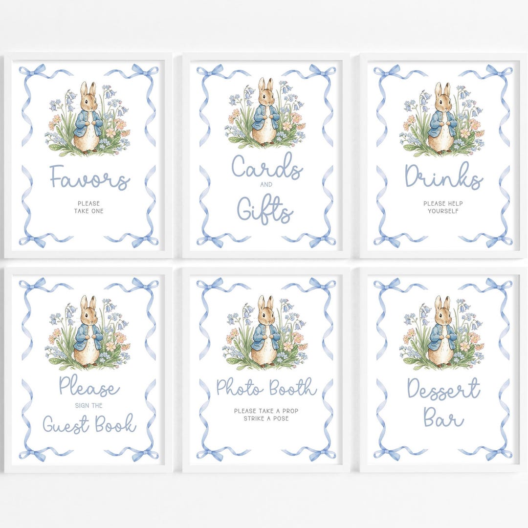 Peter Rabbit Birthday Table Sign Bundle | Flopsy Bunny 1st Birthday ...