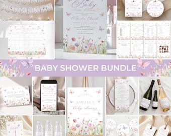Wildflower Baby Shower Invitation Bundle | Baby in Bloom Baby Shower Set | Floral Baby Shower Decor | Girl Flower Shower Game Pack | BS37