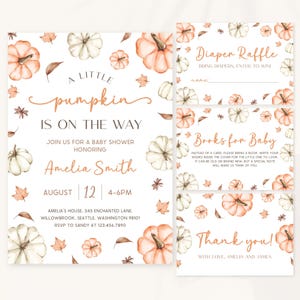 Little Pumpkin Baby Shower Invitation Bundle | Fall Baby Shower Invite Pack | Pumpkin Shower Invite Set | Autumn Baby Shower Invite | BS19