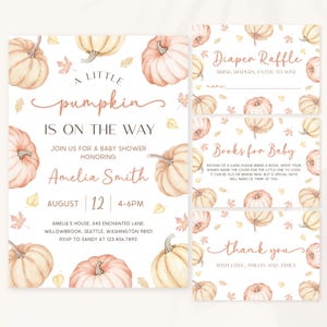 Little Pumpkin Baby Shower Invitation Bundle | Fall Baby Shower Invite Set | Pumpkin Shower Invite Pack | Autumn Baby Shower Invite | BS17