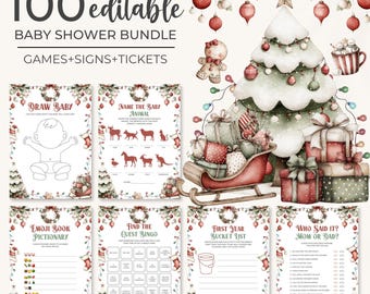 Christmas Baby Shower Game Bundle | Santa Baby Shower Game Pack | Winter Holiday Baby Shower Game Set | Merry Little Shower Games | BS30