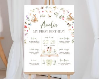 Storybook 1st Birthday Milestone Sign | Chapter One Book Birthday Milestone Poster | First Chapter Birthday Decor | Editable Template | BD35