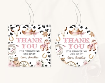 A Little Cowgirl Baby Shower Favor Tag | Girl Rodeo Baby Shower Thank You Tag | Cowgirl Baby Shower Decor | Pink Wild West Gift Tag | BS65