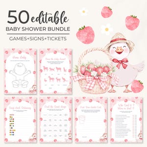 Strawberry Baby Shower Games Bundle | Berry Sweet Baby Shower Activities Pack | Pink Berry Baby Shower Game Set | Summer Shower Games | BS10
