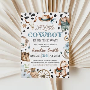 Editable Cowboy Baby Shower Invitation | Rodeo Baby Shower Invite | A Little Cowboy Baby Shower Invite | Wild West Baby Shower Invite | BS20