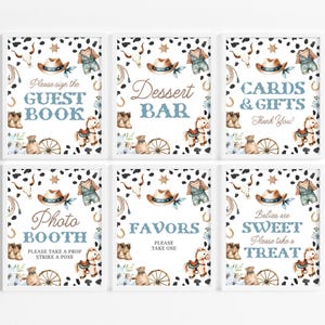 First Rodeo Birthday Table Sign Bundle | Cowboy 1st Birthday Table Sign Set | Wild West Birthday Party Decor | Boy Cowboy Table Signs | BD20