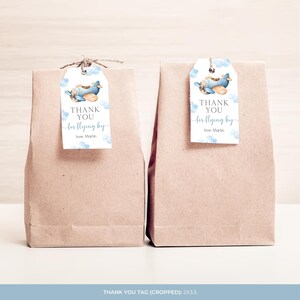 Airplane Birthday Thank You Tag | Time Flies 1st Birthday Favor Tag | Boy First Flight Birthday Gift Tag | Plane Birthday Party Decor | BD4 image 3