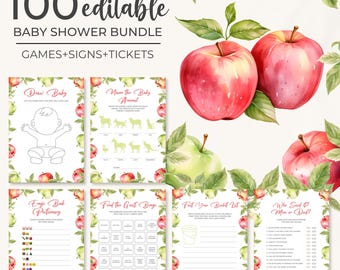 Apple Baby Shower Game Bundle | Apple of Our Eye Baby Shower Game Package | Red Green Apple Baby Shower Game Set | Fall Apple Games | BS23
