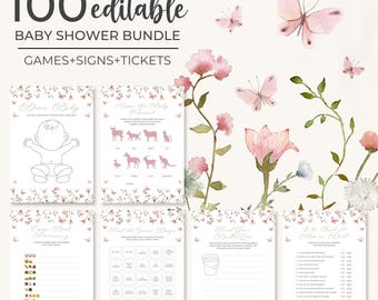 Wildflower Baby Shower Game Bundle | Baby in Bloom Baby Shower Game Set | Floral Baby Shower Game Package | Girl Flower Shower Games | BS8