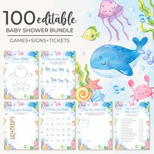 Under The Sea Baby Shower Games Bundle | Ocean Animals Shower Activities Pack | Nautical Shower Game Set | Sea Creatures Shower Games | BS9