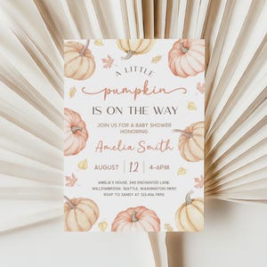 Little Pumpkin Baby Shower Invitation | Fall Baby Shower Invitation | Editable Pumpkin Baby Shower Invite | Autumn Baby Shower Invite | BS17
