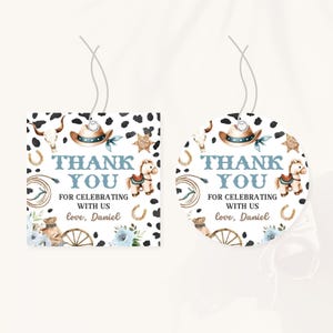 First Rodeo Birthday Favor Tag | Cowboy Western 1st Birthday Thank You Tag | Wild West Birthday Gift Tag | Boy Cowboy Birthday Decor | BD20