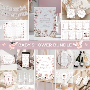 Fairy Baby Shower Bundle | Magical Fairy Baby Shower Invitation Pack | Girl Fairy Baby Shower Games | Floral Fairy Baby Shower Decor | BS5