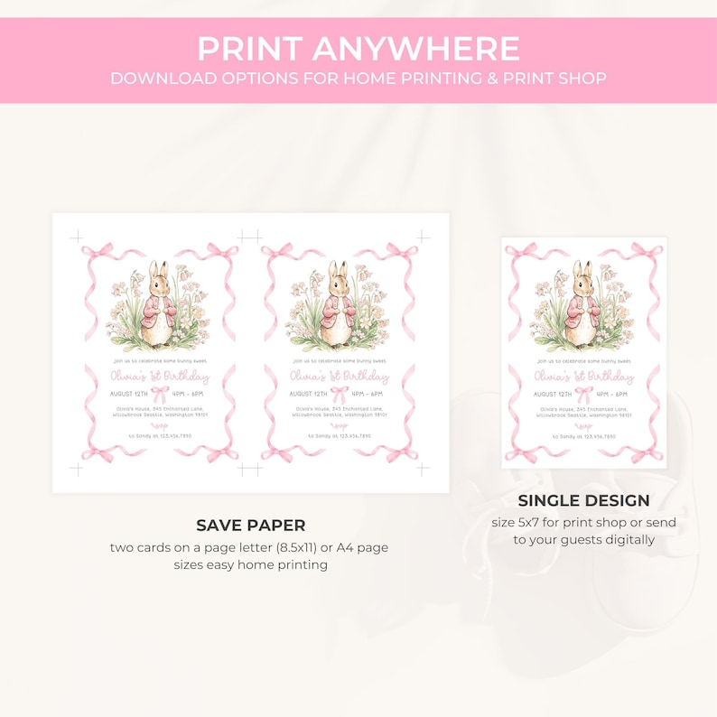 Peter Rabbit 1st Birthday Invitation | Flopsy Bunny Birthday Invite ...