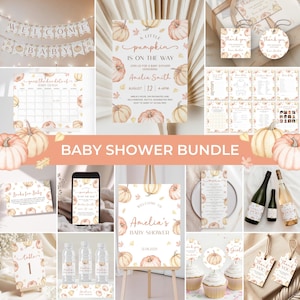 Kleines Kürbis-Babyparty-Paket | Herbst-Babyparty-Einladungs-Set | Kürbis-Babyparty-Dekor-Pack | Herbst-Babyparty Spiele | BS17