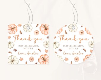 Pumpkin 1st Birthday Favor Tag | Little Pumpkin Birthday Thank You Tag | Fall Birthday Party Decoration | Autumn Birthday Gift Tag | BD19