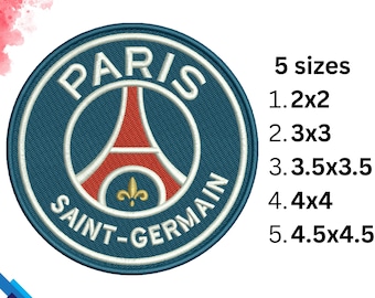 PSG Paris Saint-Germain Embroidery Design - 5 Sizes (2x2&quot;, 3x3&quot;, 3.5x3.5&quot;, 4x4&quot;, 4.5x4.5&quot;) - Instant Download | Dst, Pes, Jef, Emb