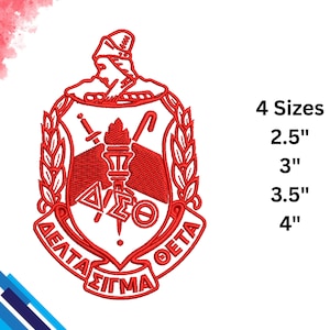 1 Color Delta Sigma Theta Sorority 1913 Crest Embroidery Design Embroidery File – Sizes 2.5&quot;, 3&quot;, 3.5&quot;, 4&quot; – Emb Dst Pes Jef Hus