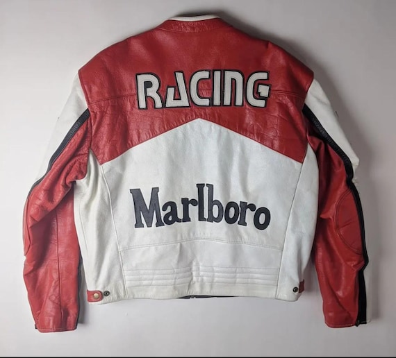 Marlboro ジャケット Red/White Football Racing 80s Marlboro Varsity Jacket