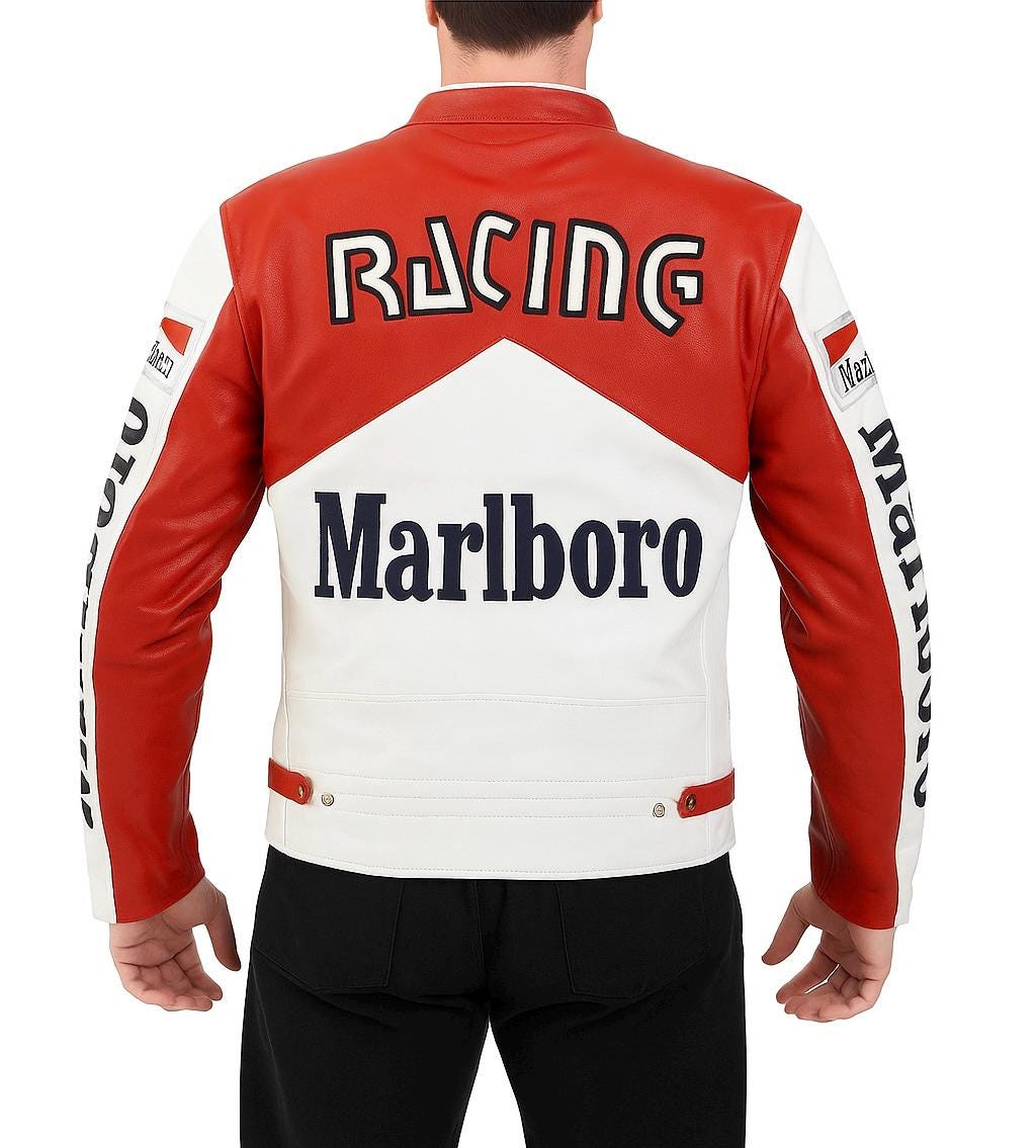 Marlboro ジャケット Red/White Football Racing 80s Marlboro Varsity Jacket