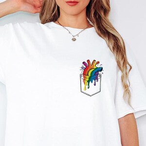 Rainbow Heart Pocket T-Shirt: LGBTQ+ Pride, Cotton Blend