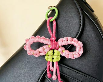Handmade Paracord Bag Charm, Cute Bow Keychain, Colorful Rope Charm for Bags & Keys, Handmade Gift, Paracord Accessory for Backpack