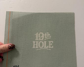 19th Hole Golf Needlepoint 18 Mesh Canvas | Hand Painted Golf Canvas | Finishes to 3x3 Square | Golf Gift