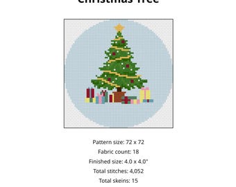 Christmas Tree Cross Stitch Pattern PDF | Christmas Needlepoint Pattern | Holiday Decor | Instant Download