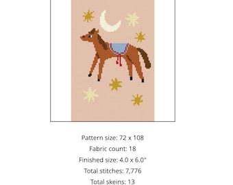 Horse and stars nursery needlepoint or cross stitch patterns