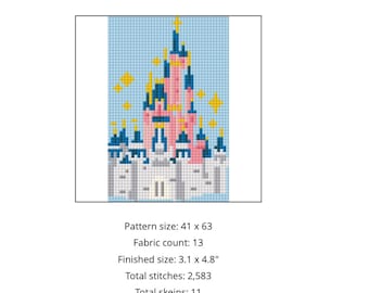 Magic Castle Cross Stitch Pattern - Disney Inspired Fairy Tale Castle - Digital PDF Download