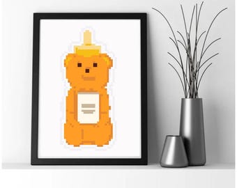 Cyfrowy wzór do haftu krzyżykowego i haftu igłowego Honey Bear | Natychmiastowe pobranie